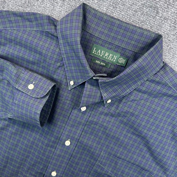 Lauren Ralph Lauren Other - Lauren Ralph Lauren Button Down NON-IRON Shirt Men's 17.5-32/33 Blue Green Check